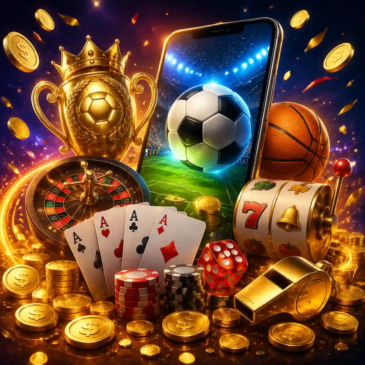 Bola de futebol sobre painel de odds com números e linhas estilizadas em azul marinho